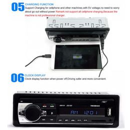 Car Stereo Radio Kit 60Wx4 Output Bluetooth FM MP3 Stereo-Radio Receiver Aux with USB SD and Remote Control L-JSD-520295R