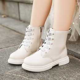 Boots for Girls Children Casual Shoes Autumn Fashion Martin Boot Boys Winter Leather Anti-slip Short Ankle Booties 3-12Y 211227