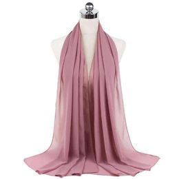 Wholale High Quality Women Muslim Solid Plain Chiffon Hijabs Long Georgette Islamic Scarf