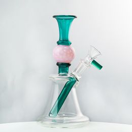 Hookah Heady Glass Bong 7 Inch Ball Shape Water Pipe Straight Perc 14mm Female Joint Oil Dab Rig N Holes Percolators Rigs Bongs With Bowl Pipes