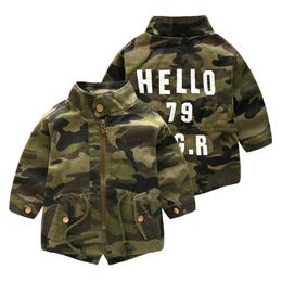 Winter Fashion 2-10 11 12 Years Teenage Children Mandarin Collar Outwear Handsome Kids Baby Boys Camouflage Outdoor Jacket 210529