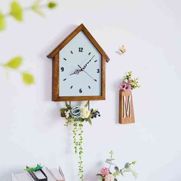 Creative Living Room Wood Wall Clock Nordic Personalised Fashion Wall Clock Modern Minimalist Design Silent Saat Home HX50WC H1230