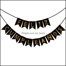 Banner Flags Festive & Party Supplies Home Garden Happy Birthday Decorations Kids Decorative Button Spanish Letter Alfabet Feliz Cumpleanos