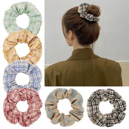 1 PCS Korean Style Plaids Elastic Hairbands Women Fashion Sweet Large Intestine Hair Rope Girls Headwear Clothing Decoration