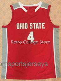 4 Aaron Craft Ohio State Retro Throwback red white Basketball Jersey Stitched Custom Any Number Name