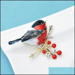 Pins, Brooches Jewellery Cute Vivid Bird Enamel For Women Sweater Animal Design Pin Branch Aessories 3 Colours Available High Quality Drop Deli