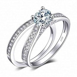 Fashion Jewelry Cubic Zircon Wedding Band Stackable 925 Sterling Sier Ring For Women
