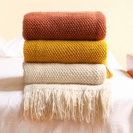 Textile City Home Winter Thickened Knitted Corn Grain Pattern Casual Comfy Warm Blanket for Bed and Travel 130x200cm 210316