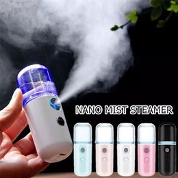 718B English Style 5 Colour USB Rechargeable 30ml Nano Mist Sprayer Mini Handheld Moisturing Facial Steamer Face Steamers Humidifier Mist-Spray Beauty 3.9*3.9*14.5cm