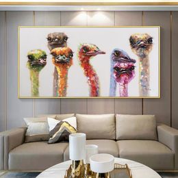 Colorful Bird Family Pictures Animal Canvas Painting Wall Art For Living Room Home Decoration Posters And Prints For Kid Room