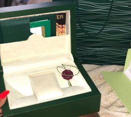 Watch Boxes & Cases Brand Women Green Box Original With Cards And Papers Certificates Handbags For 116610 116660 116710 Watches11