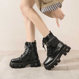 2021 Fashion Women Black Boots Thigh High Quality Leather Platform Pocket Shoes Womens Comfort Red Y0910