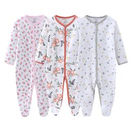 Baby Girl Clothes 2/3PCS Cotton Autumn Newborn Baby Rompers Pajamas Full Sleeve Baby Boy Clothes Winter Roupas de bebe 210226