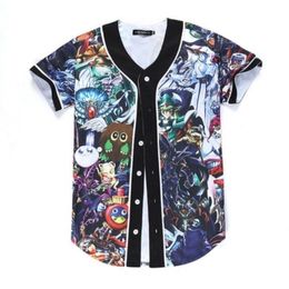 Baseball Jersey Men Stripe Short Sleeve Street Shirts Black White Sport Shirt UAO700