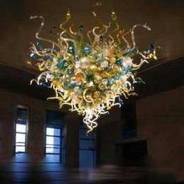 Chandeliers Modern Beautiful Multi Colored Light Fixture For Living Room Vintage Design Blue Amber High Hanging Glass Chandelier