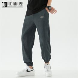 Duckwaver Solid Colour Casual Ankle-Length Pants Quality Brand Men Fashion Drawstring Elastic Waist Pencil Male 210715