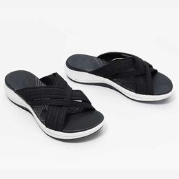 Sandals for Women Stretch Cross Ortic Slide Sandals Casual Anti-slip Slippers Comfort and Support Sandal Women Sandalias 210611