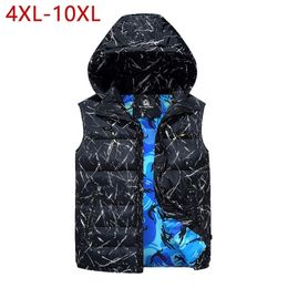 4XL-10XL Plus Size Winter Warm Cotton Vest Men Hoodies Sleeveless Jacket Casual Fashion Slim Fit Work Vest Waistcoat 3ZWJ13 211108