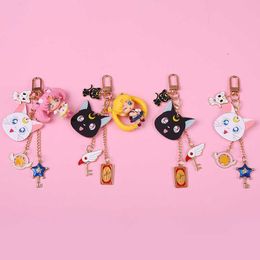 ins girl heart Sailor Moon key chain car key chain school bag pendant couple doll G1019