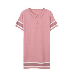 PERHAPS U Pink Turn Down Collar Button Short Sleeve Solid Mini Short Dress Shirt Dress Summer D0545 210529