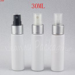 30ML White Flat Shoulder Plastic Bottle With Silver Spray Pump , 30CC Water / Toner Sub-bottling Empty Cosmetic Containergoods