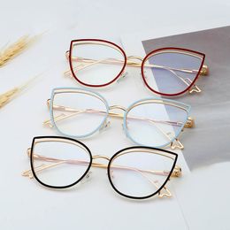 Fashion Big Cat Eyes Computer Glasses Double Frame Design With Special Shape Legs Sexy Women Blue Light Eyewear