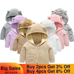 Baby Boys girls hooded jacket 2020 Spring Autumn infant clothes warm Toddler Flannel tops children's clothing Baby coat 0-6years H0909