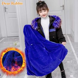 -30 New 2021 brand fashion kids Winter Coat Long faux Fur Parka Warm Outerwear baby girl clothes Jacket girls clothing Two-piece H0909