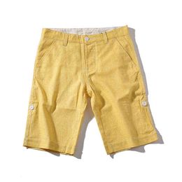 Mens Shorts Summer Cotton Linen Casual Holiday Solid Short Pants Slim Fit Male Clothing 2021 New Korean Fashion G1209