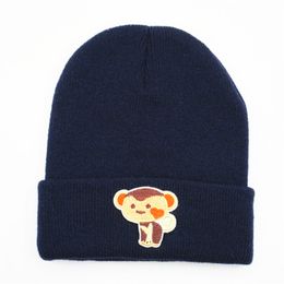 LDSLYJR Coton Dessin animé Monkey Broderie épaissie chapeau tricoté hiver chapeau chaude chapeau chapeau chapeau chapeau de bonnet pour adulte et enfants 199
