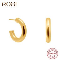 Stud ROXI Small Glossy Round Tube Earrings For Women Jewellery Unusual Piercing 925 Sterling Silver Earings Pendientes