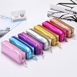 Laser Pencil Bags Girl Simple Cylinder Pencil Case Office Study Stationery Storage Bag Portable Zipper Pencil Case ZZE5176