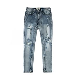 Men's Jeans Jeans with holes washed in water cat beard fo