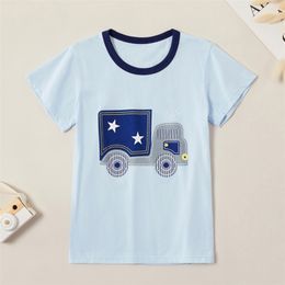 Arrival Summer Casual Cartoon Car Print Top Kids Tops Short-Sleeve T-shirt Baby Clothes 210528