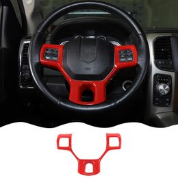 ABS Car Steering Wheel Trim Panel Dcoration for Dodge RAM 1500 10-17 Auto Interior Accessories Red