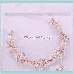 Headbands Jewelryrose Gold Crystal Pearl Ornaments Headband Flower Bridal Handmade Tiara Hair Woman Wedding Headpiece Jewellery Party Drop Del