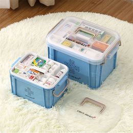 Large First Aid Kit Plastic Medical Box Storage Bins Multi-Layer Medicine Container Household Storage Organiser for Medicine 210315