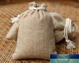 10*14cm 2pcs Vintage Style handmade Jute Sacks Drawstring gift bags for jewelry/wedding/christmas Packaging Linen pouch Bags