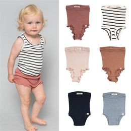 30% Silk Baby Boy and Girl Summer Shorts Bloomers Cute Ruffle Pink Black Striped Cotton for Toddler Kids 210619