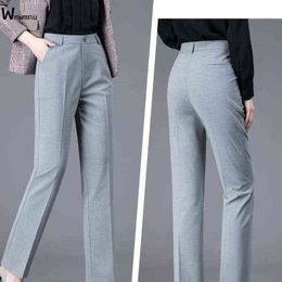 Elegant Slim Fit Office OL Suit Pants Women Classic High Waist Straight Trousers Femal Business Vintage Formal Work Pencil 211124