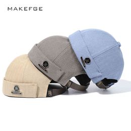Men/women hats spring and autumn outdoor beanie cotton landlord hat maple leaf metal hat size adjustable male/female hat cap Y21111