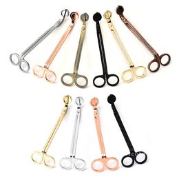 Stock Candle Wick Trimmer Stainless Steel Candles scissors trim wick Cutter Snuffer Round head 18cm Black Rose Gold Silver Red ZC845