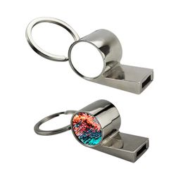 Heat Transfer Whistle Keychain Pendant Party Favor Sublimation Blank Metal Whistles DIY Creative Birthday Gift