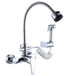 BAKALA multi-function wall-mounted and cold kitchen faucet with hand spray 211108