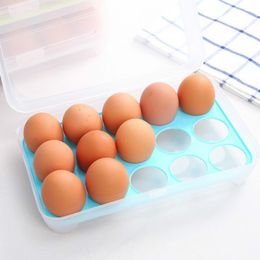 Plastic Egg Storage Box Organizer Refrigerator Storing 15 Eggs Organizers Bins Outdoor Portable Container RRD7074