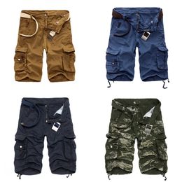 Mens Military Shorts 2020 Summer Camouflage Cargo Shorts Men Cotton Loose Casual Short Pants No Belt X0628