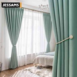 Luxury Soft Blinds Solid Curtain Dark Green/Purple/pink Blackout Window Curtain for Living Room Bedroom Drapery 210712