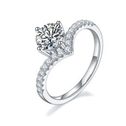 S925 Sterling 1ct Moissanite Wedding Big Silver s For Women Diamond Ring Fine Jewellery M0004