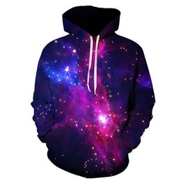 Vários estilos Projetos Espaço Galáxia 3D Hoodies Homens / Mulheres 3D Moletons Com Capuz Imprimir Nebulosa Roxo Nebulosa Nuvens Outono Hoodie 201127