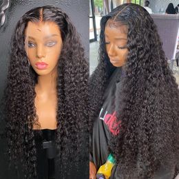 Long Curly Simulation Human Hair Wig Pre Plucked with Babyhair Deep Wave Full Lace Front Synthetic Wigs for Black Women